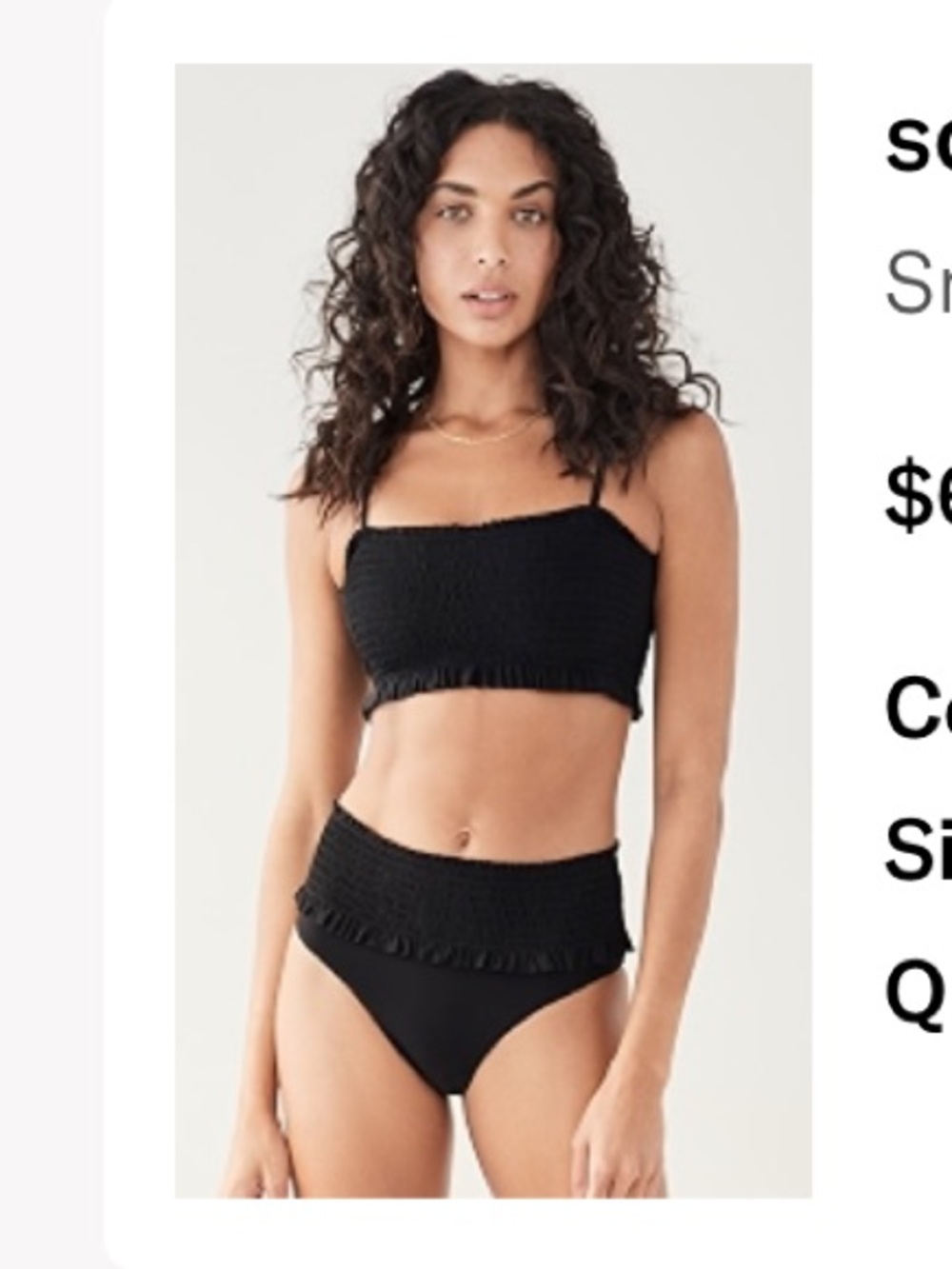 solido Smocked Bikini Top and Smocked High Waisted Bottoms swim set